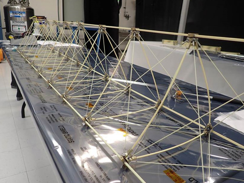 A test model of the boom that will be used for the magnetometer aboard Europa Clipper is readied in NASA’s Jet Propulsion Laboratory in Southern California.