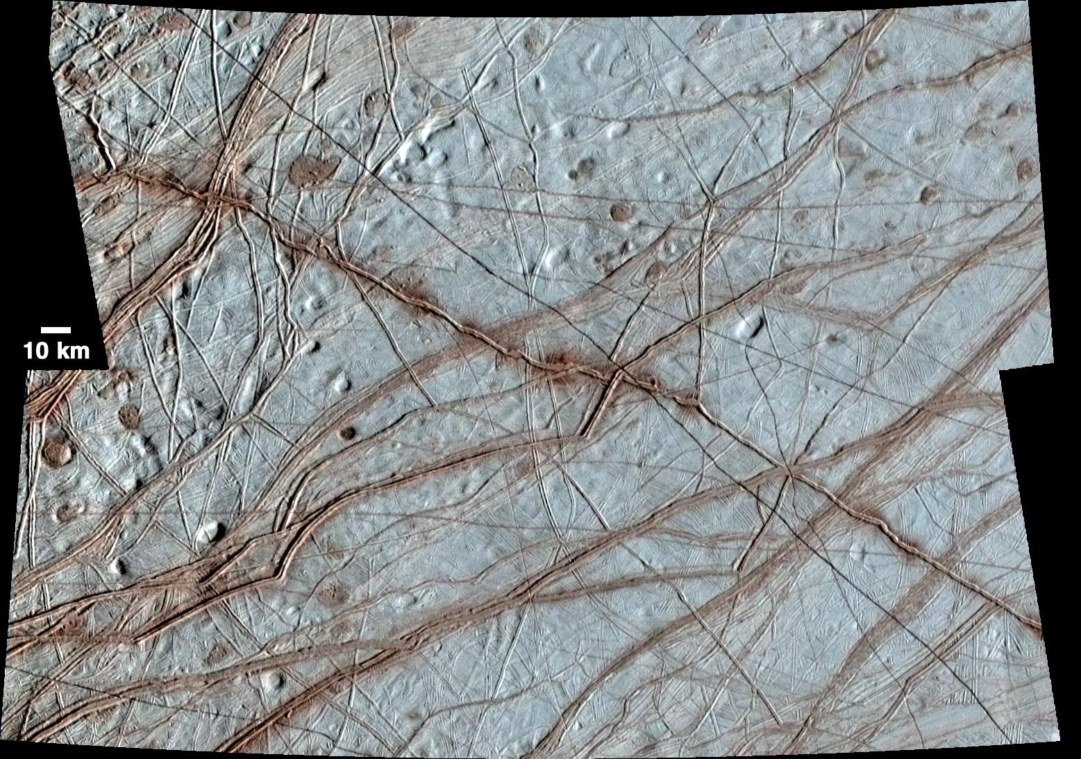 criss-crossing ridges and grooves