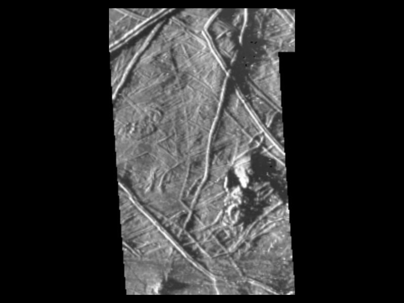 Shadowy hills on Europa