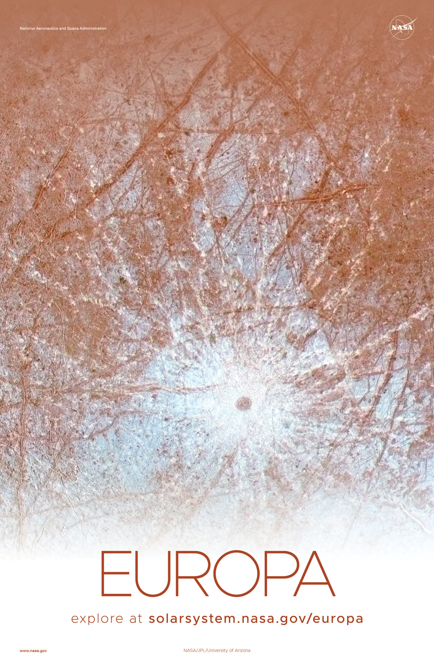 Poster showing the surface of Europa.