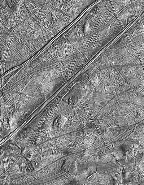 Rugged terrain on Europa.