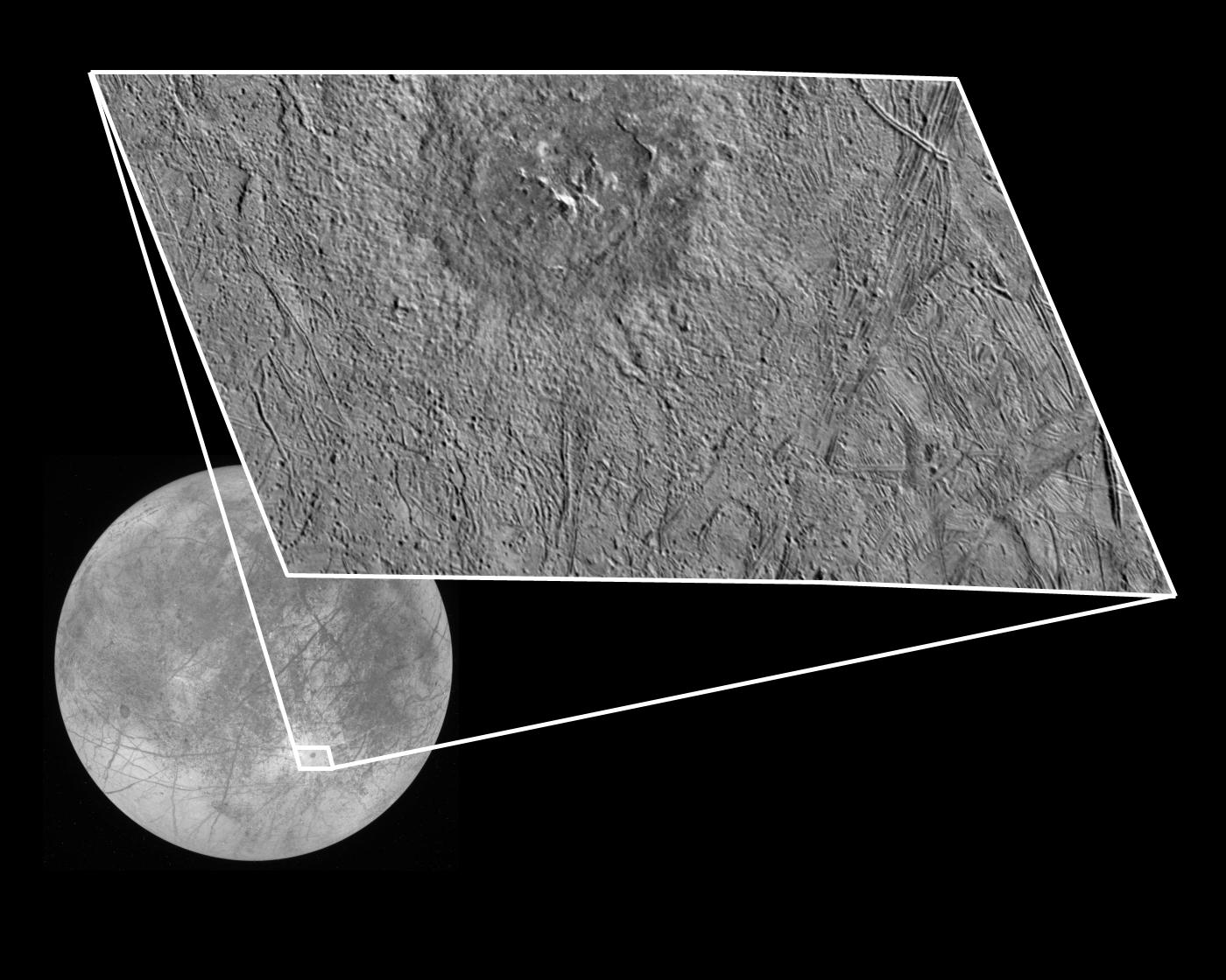 full-disc view of moon with one region zoomed in at higher resolution
