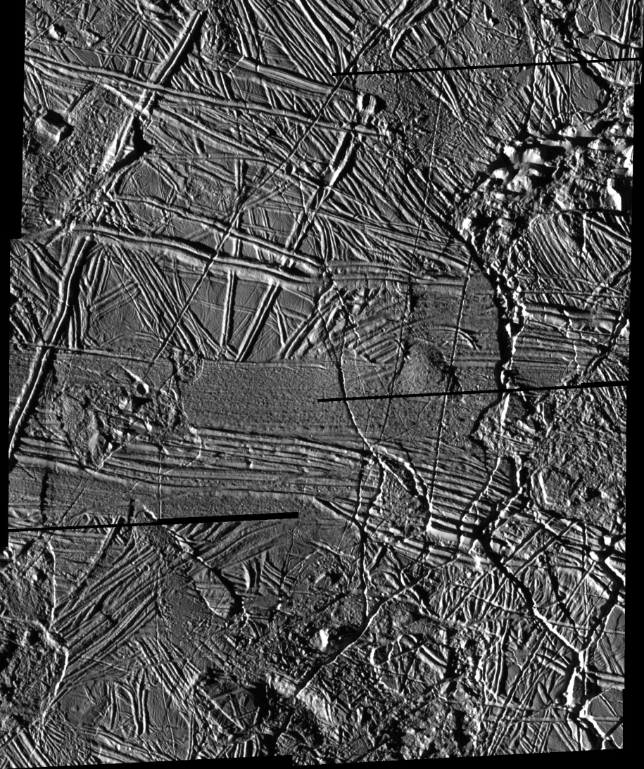 Rugged terrain on Europa.