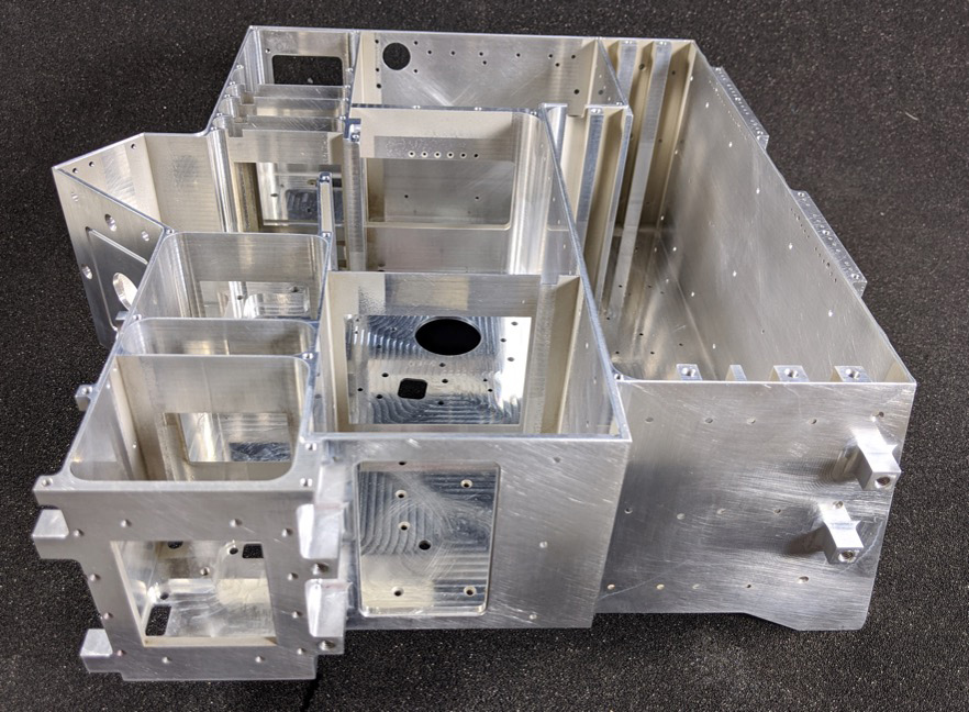 Flight housing for the Europa Ultraviolet Spectrograph (Europa-UVS) instrument in early summer 2020, as it was about to begin assembly and testing.