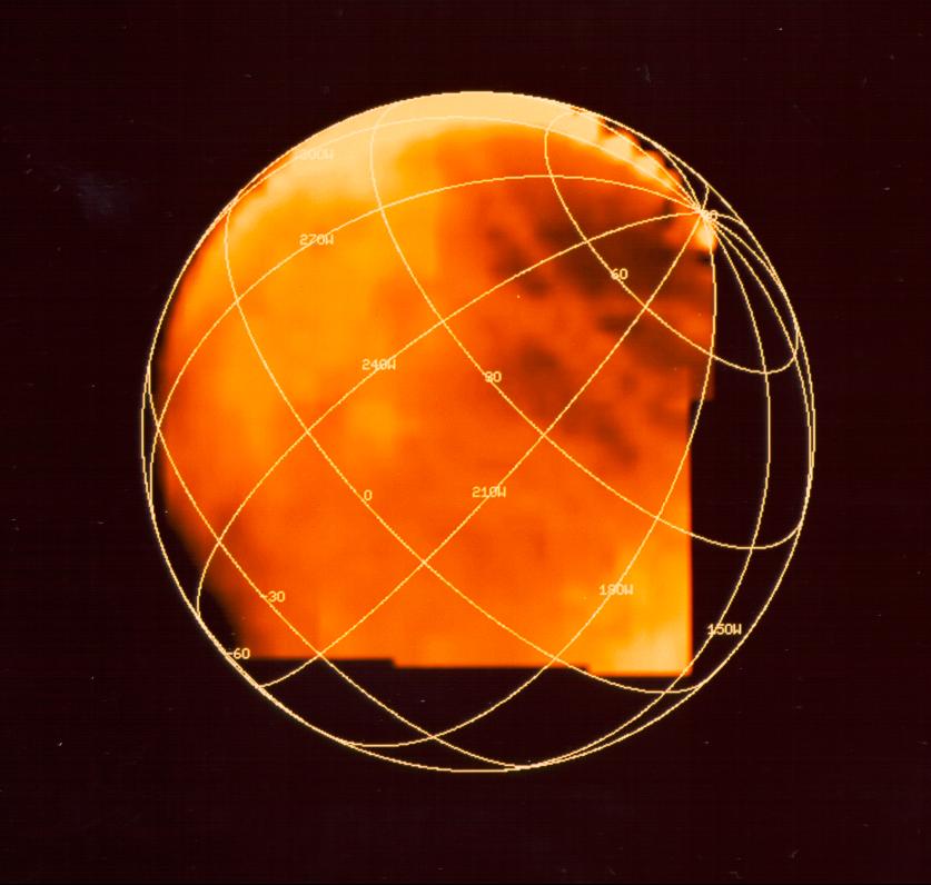 hemispheric view of moon where shades of color indicate concentrations of chemicals