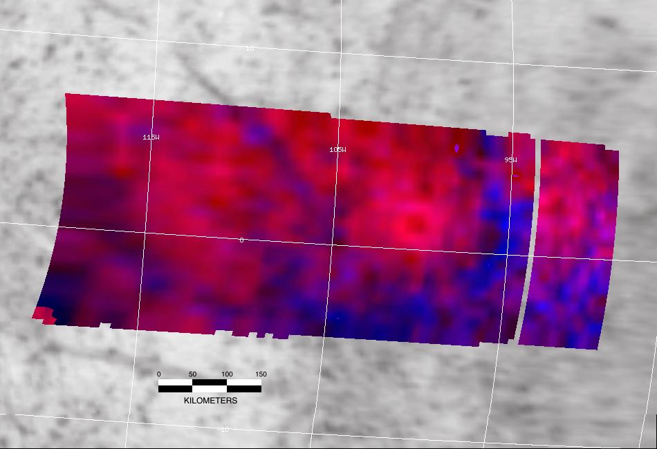 black and white view of surface with color area superimposed