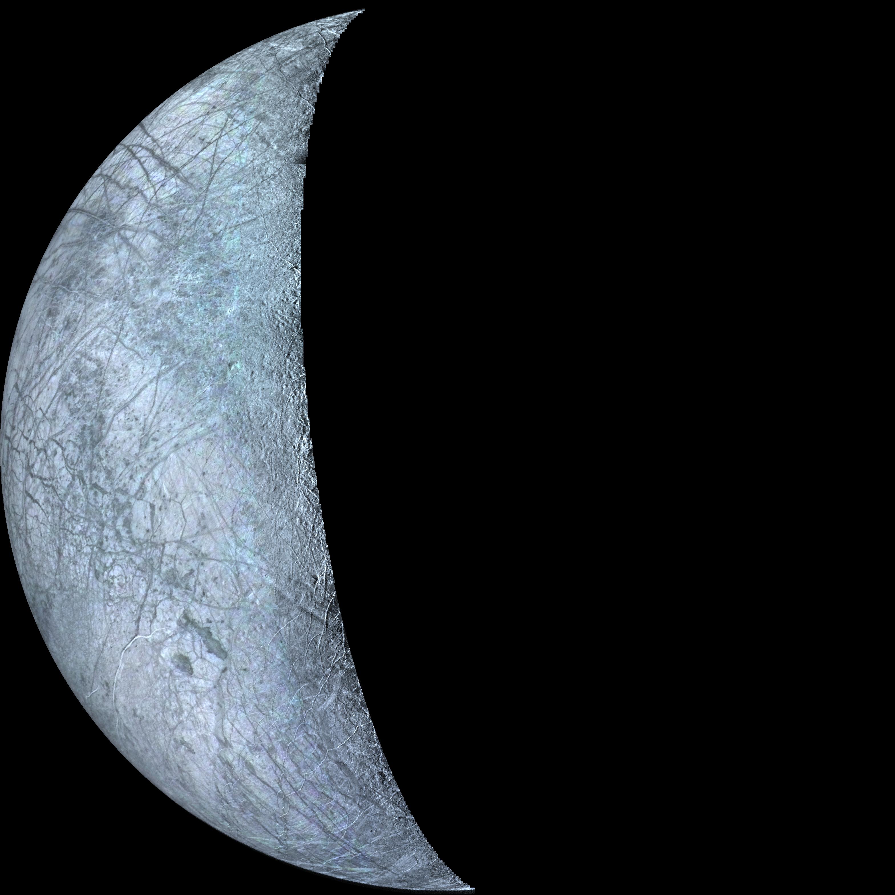 crescent view of Europa in color
