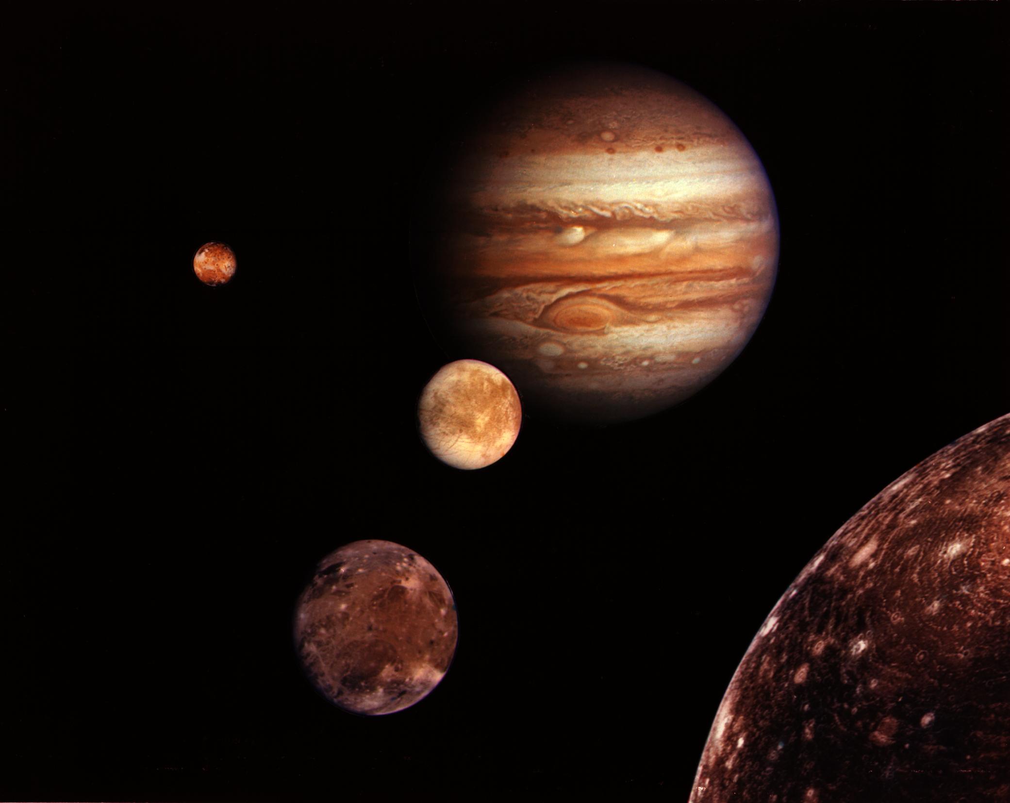 Jupiter and its four largest moons