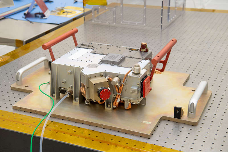 Europa Clipper's ultraviolet spectrograph in a cleanroom at NASA's Jet Propulsion Laboratory in Southern California.