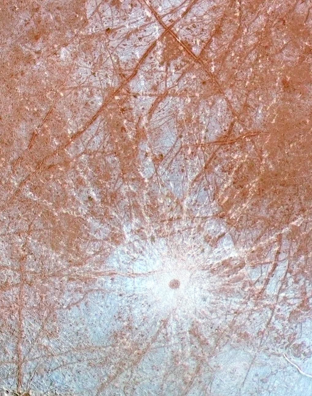 Impact crater on Europa.